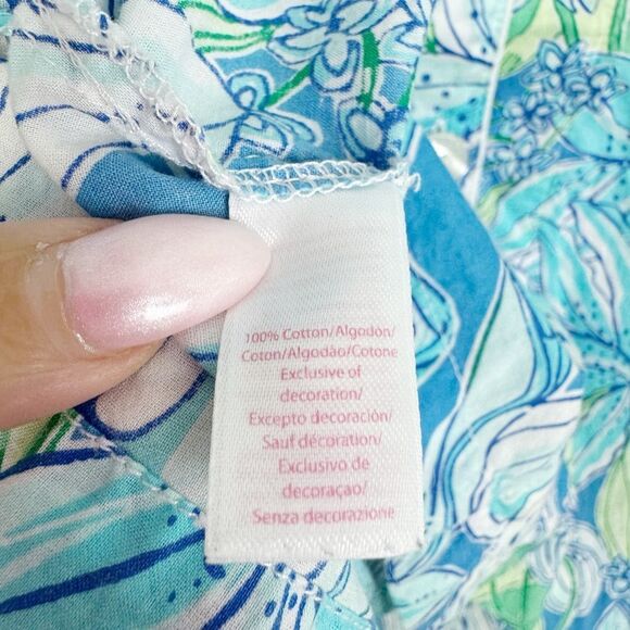 LILLY PULITZER | Pick Of the Bunch Blue Floral Button Pajama Top Women’s Size S - Picture 8 of 8